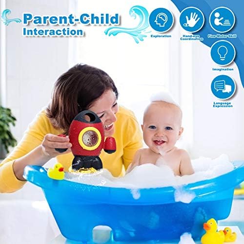 צעצועי אמבטיה מצביעים | צעצועי אמבטיה לפעוטות בני 1-3 | מי ריסוס חלל עם צעצועי אמבטיה מקלחת מזרקה מסתובבת | צעצועי